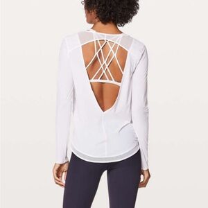 Lululemon Mix & Mesh Long Sleeve top in White size 12